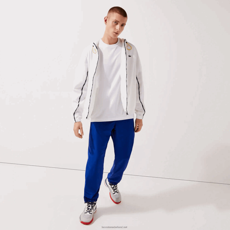 Lacoste sport tennis diamant geweven tafzijde trainingsbroek 0828H1114 blauwe bdm Heren