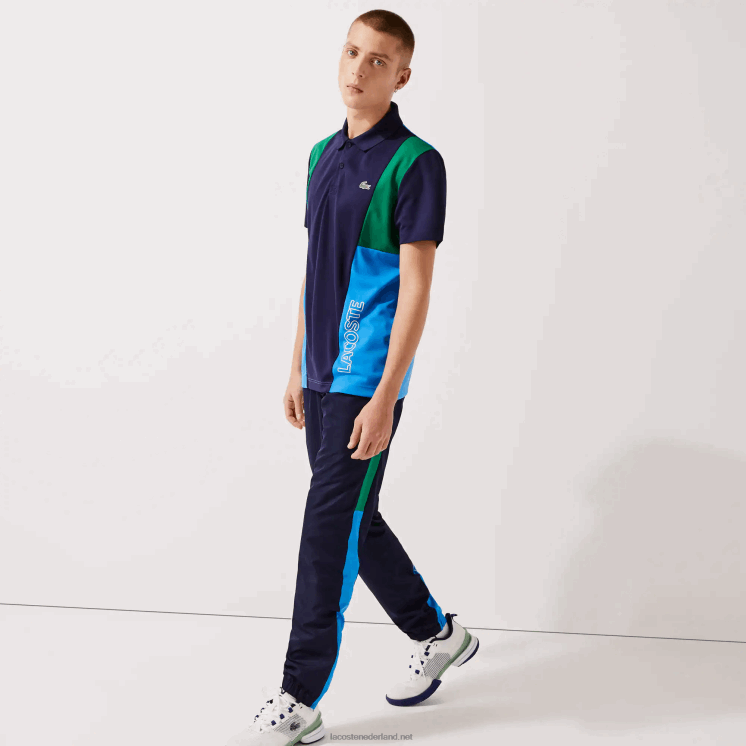 Lacoste sportbroek met colorblock-banden 0828H1128 groen marineblauw wit m7z Heren