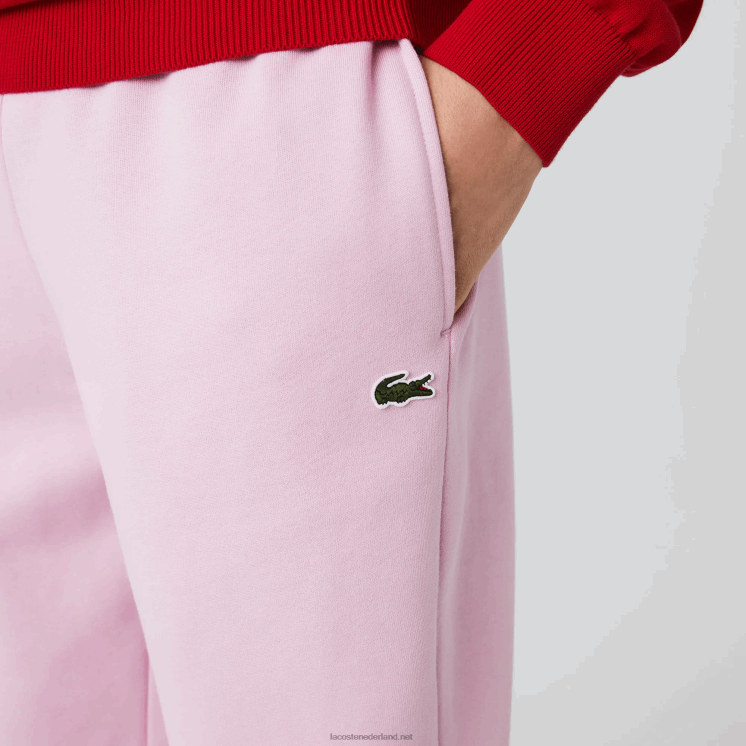 Lacoste taps toelopende fleece trainingsbroek 0828H1014 roze z4h Heren
