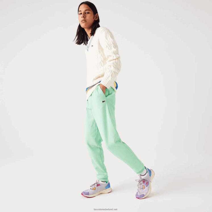Lacoste taps toelopende fleece trainingsbroek 0828H1125 lichtgroen 0vz Heren