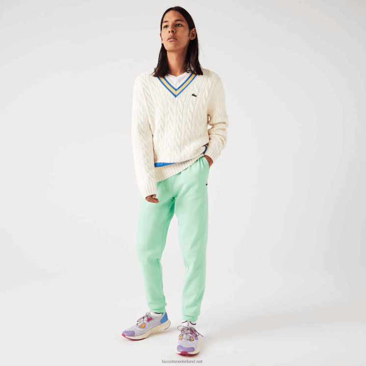 Lacoste taps toelopende fleece trainingsbroek 0828H1125 lichtgroen 0vz Heren
