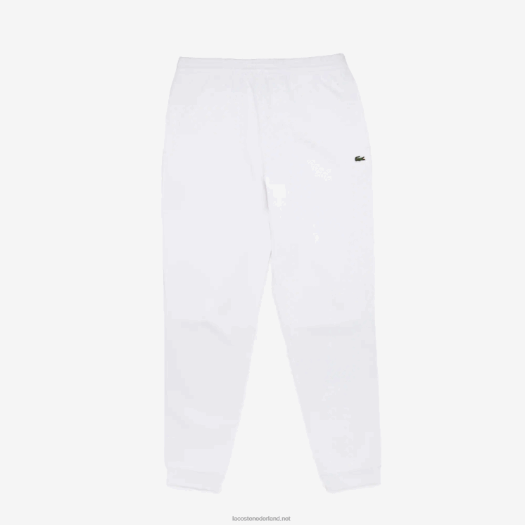 Lacoste taps toelopende fleece trainingsbroek 0828H346 wit 001 Heren