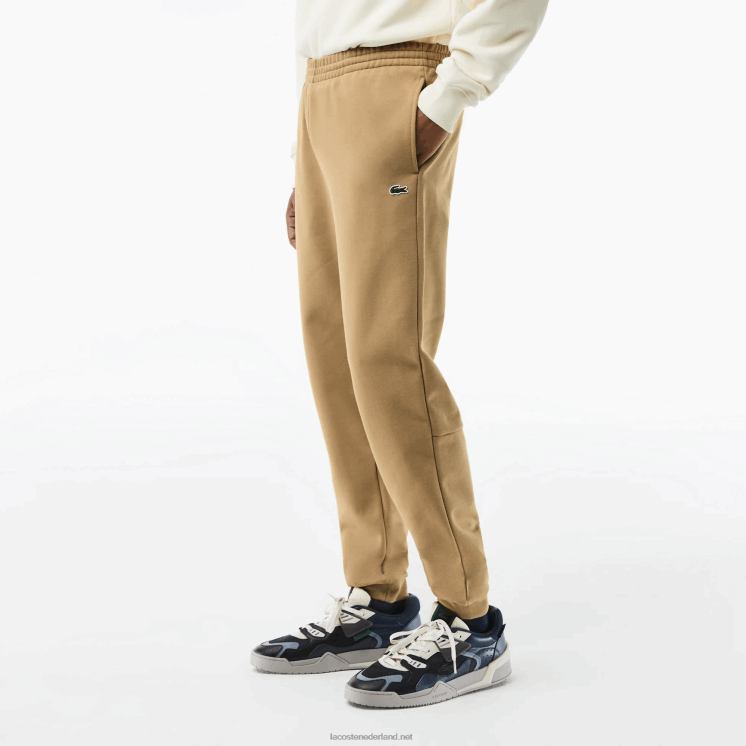 Lacoste taps toelopende fleece trainingsbroek 0828H350 beige cb8 Heren