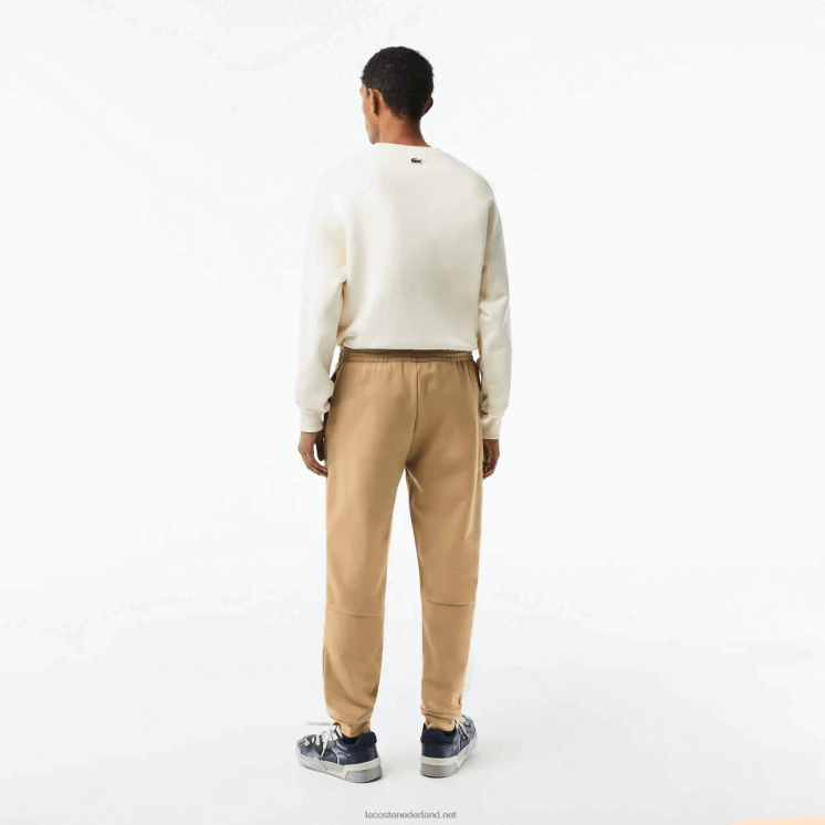 Lacoste taps toelopende fleece trainingsbroek 0828H350 beige cb8 Heren
