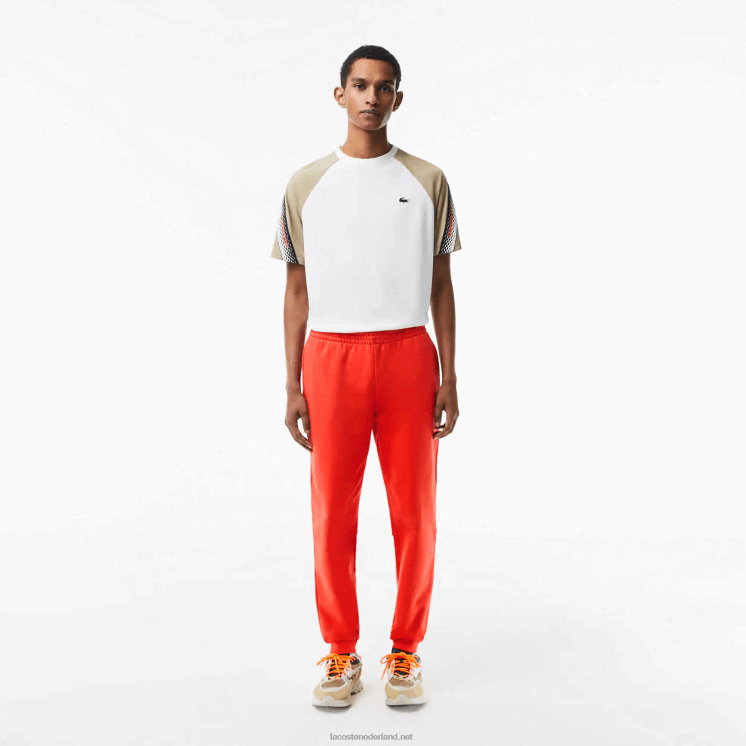 Lacoste taps toelopende fleece trainingsbroek 0828H374 oranje 02k Heren