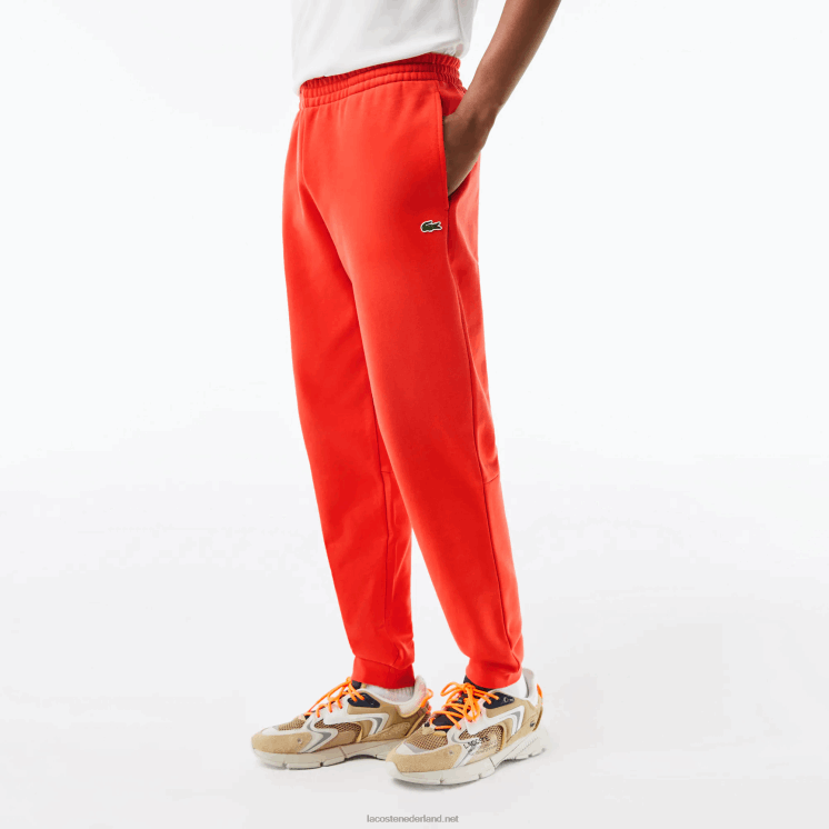 Lacoste taps toelopende fleece trainingsbroek 0828H374 oranje 02k Heren