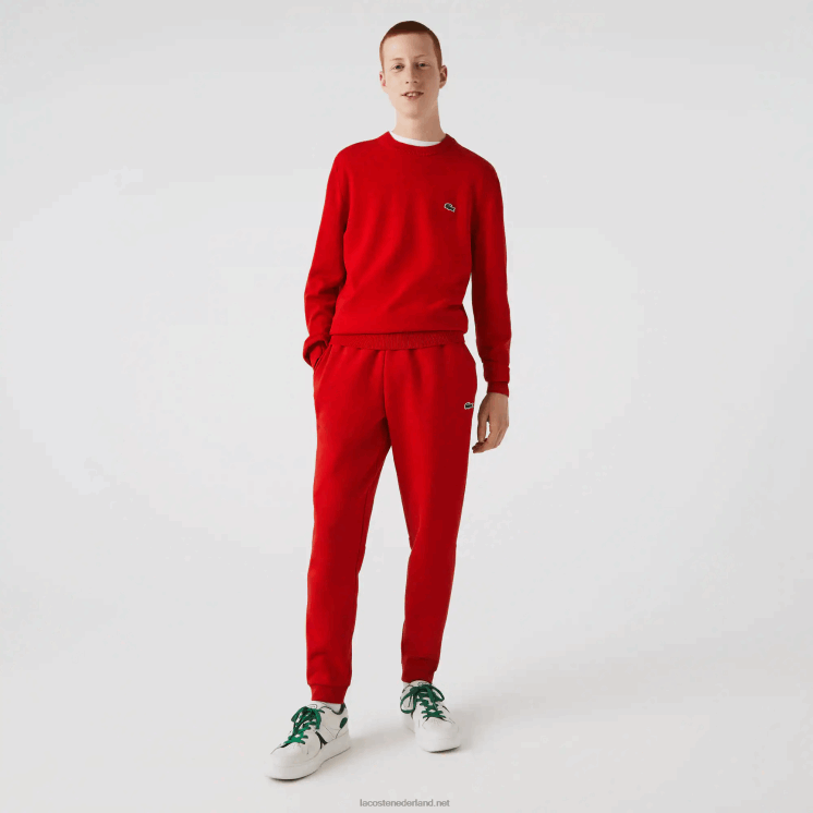 Lacoste taps toelopende fleece trainingsbroek 0828H987 rood 240 Heren