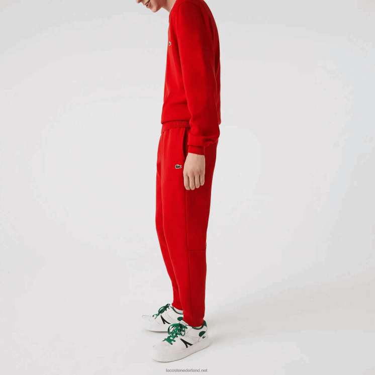 Lacoste taps toelopende fleece trainingsbroek 0828H987 rood 240 Heren