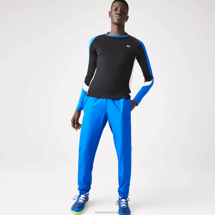 Lacoste tennistrainingsbroek met zijprints 0828H1087 blauw k1q Heren