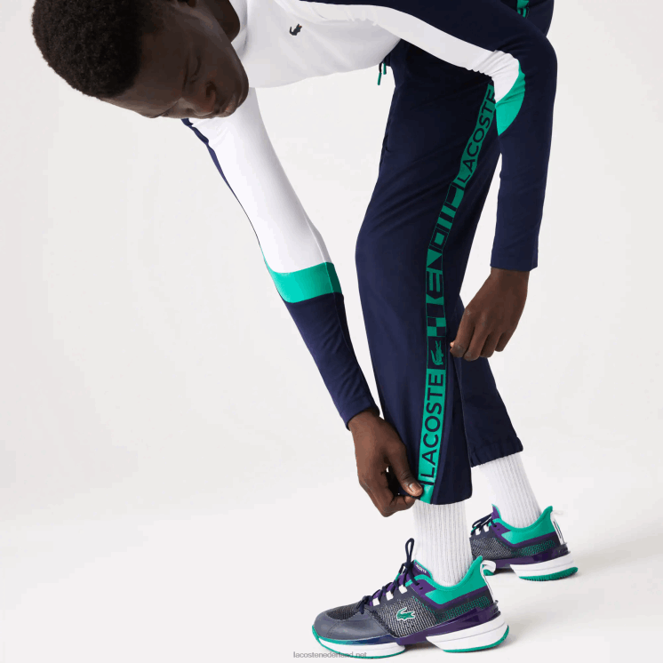 Lacoste tennistrainingsbroek met zijprints 0828H1089 marineblauw 166 Heren