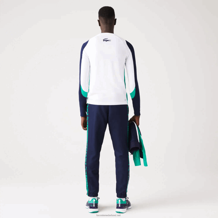 Lacoste tennistrainingsbroek met zijprints 0828H1089 marineblauw 166 Heren