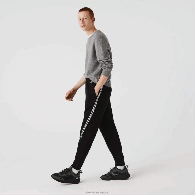 Lacoste trainingsbroek met bedrukte banden 0828H1459 zwart 031 Heren