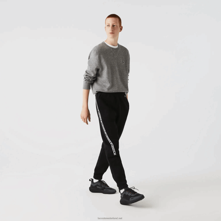 Lacoste trainingsbroek met bedrukte banden 0828H1459 zwart 031 Heren