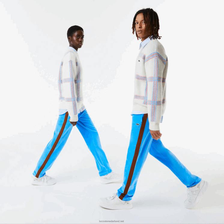 Lacoste trainingsbroek met contrasterende band aan de zijkant 0828H1103 blauw 4xa Heren