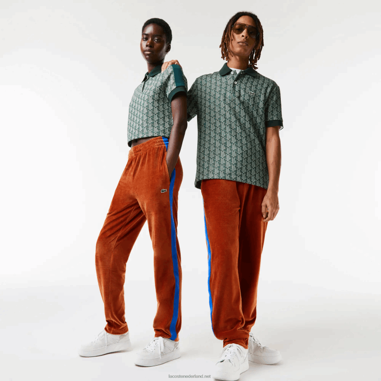 Lacoste trainingsbroek met contrasterende band aan de zijkant 0828H1104 bruin 3pb Heren