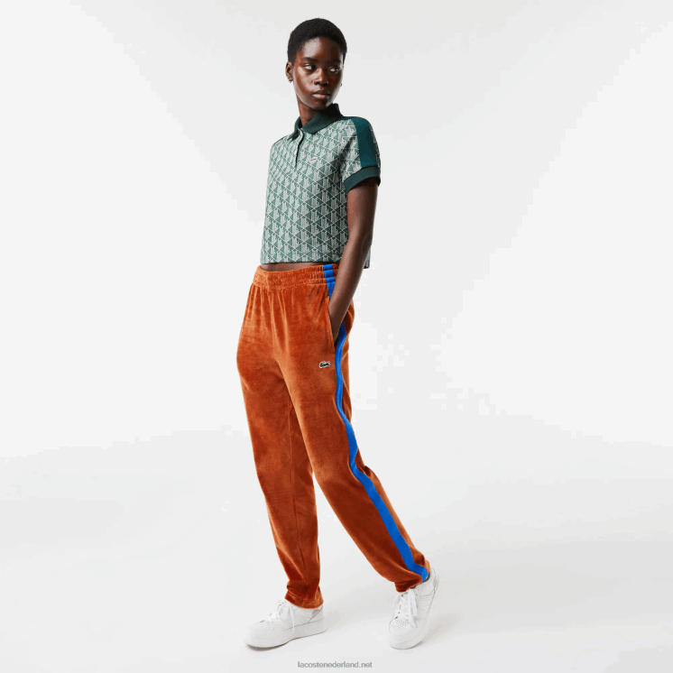 Lacoste trainingsbroek met contrasterende band aan de zijkant 0828H1104 bruin 3pb Heren
