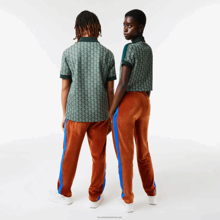Lacoste trainingsbroek met contrasterende band aan de zijkant 0828H1104 bruin 3pb Heren