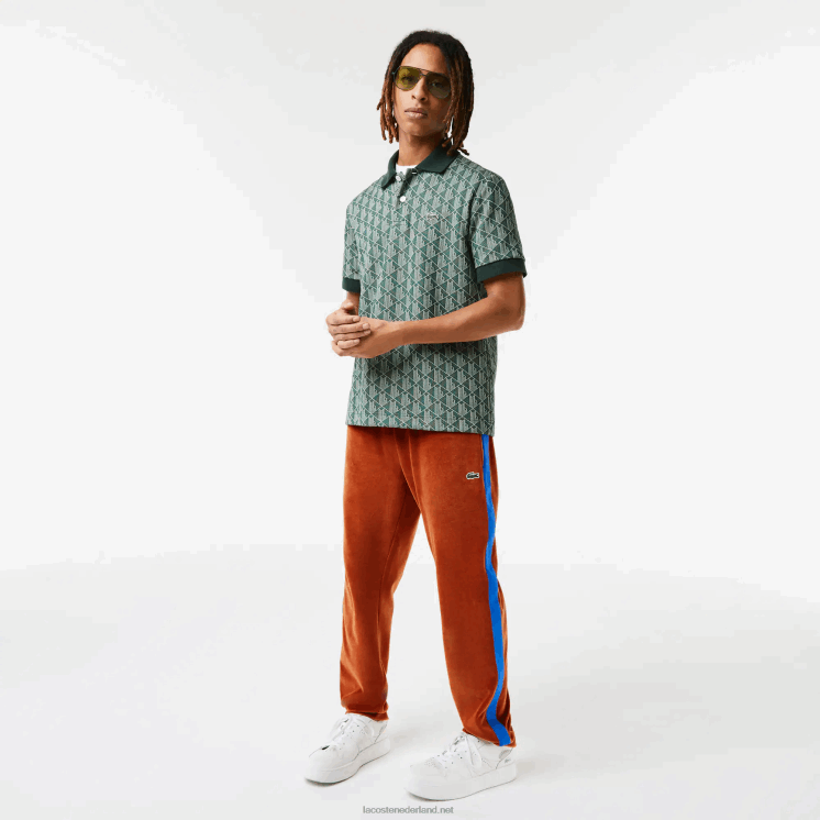 Lacoste trainingsbroek met contrasterende band aan de zijkant 0828H1104 bruin 3pb Heren
