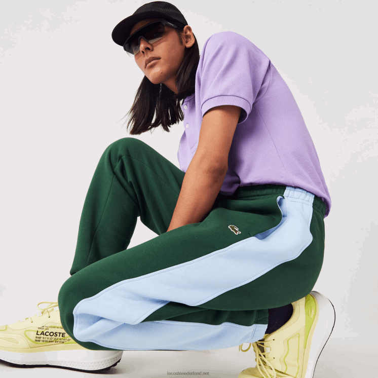 Lacoste trainingsbroek met contrasterende banden 0828H1058 groen blauw dqa Heren
