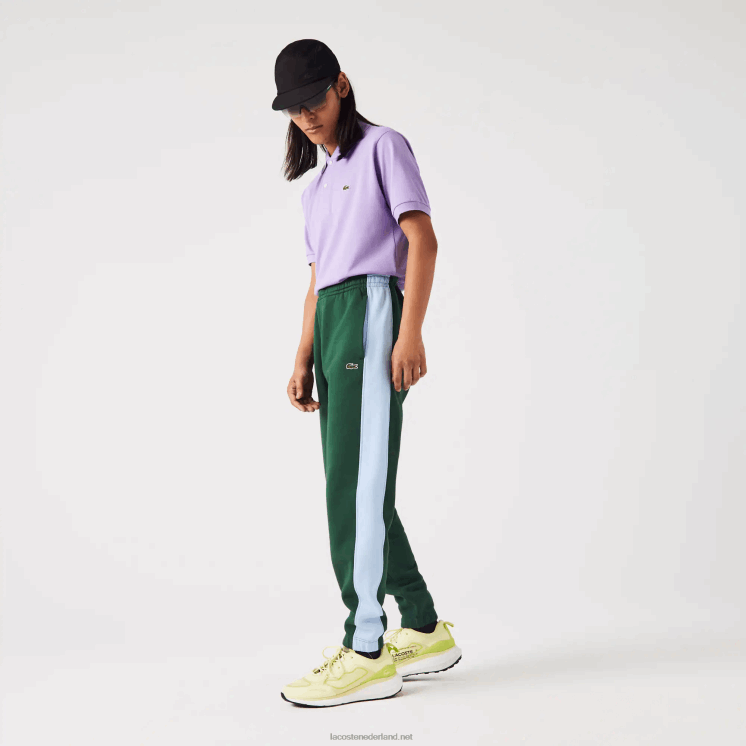 Lacoste trainingsbroek met contrasterende banden 0828H1058 groen blauw dqa Heren