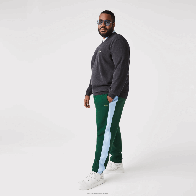 Lacoste trainingsbroek met contrasterende banden 0828H1058 groen blauw dqa Heren
