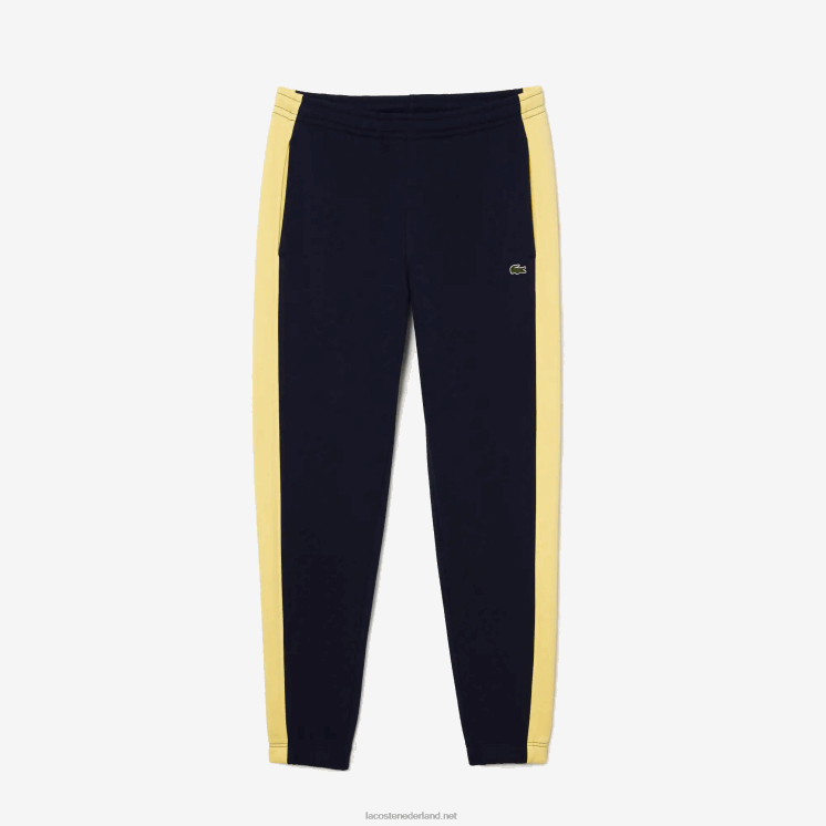 Lacoste trainingsbroek met contrasterende banden 0828H1059 marineblauw geel 144 Heren