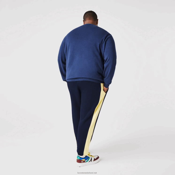 Lacoste trainingsbroek met contrasterende banden 0828H1059 marineblauw geel 144 Heren