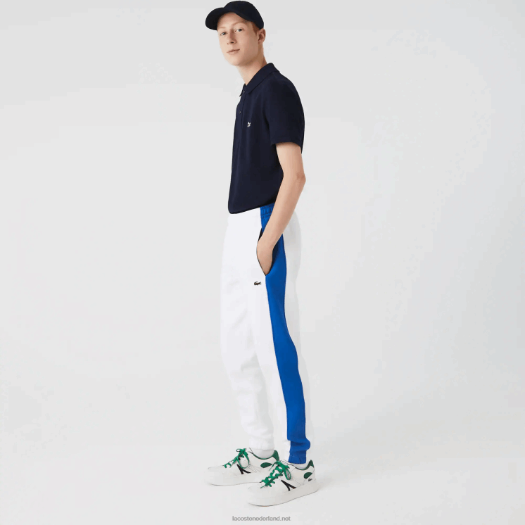 Lacoste trainingsbroek met contrasterende banden 0828H1060 wit blauw lmq Heren