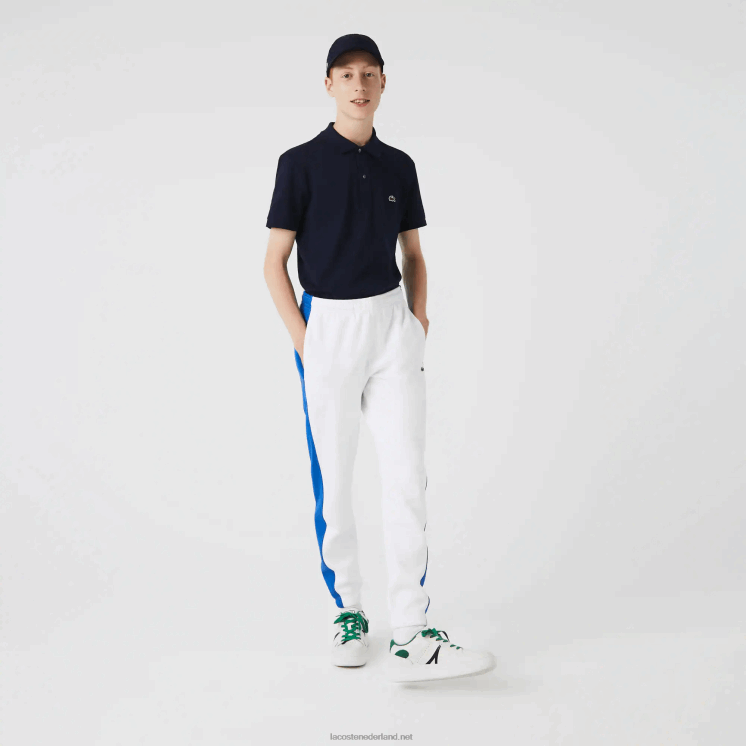 Lacoste trainingsbroek met contrasterende banden 0828H1060 wit blauw lmq Heren