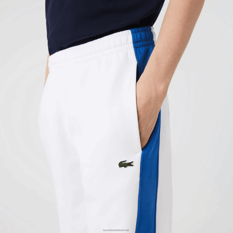 Lacoste trainingsbroek met contrasterende banden 0828H1060 wit blauw lmq Heren