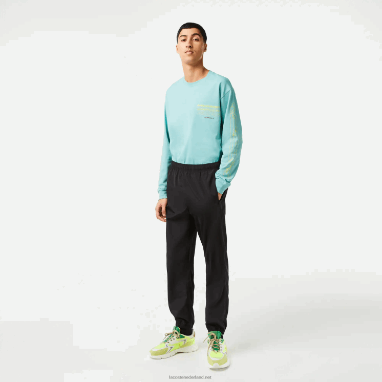Lacoste trainingsbroek met gps-coördinaten 0828H304 zwart 031 Heren