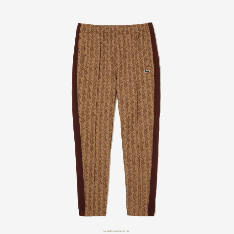 Lacoste trainingsbroek met monogramprint 0828H278 beige bordeaux mkj Heren