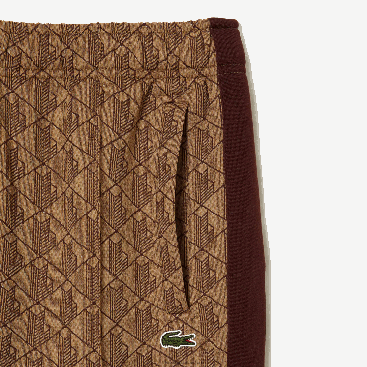 Lacoste trainingsbroek met monogramprint 0828H278 beige bordeaux mkj Heren