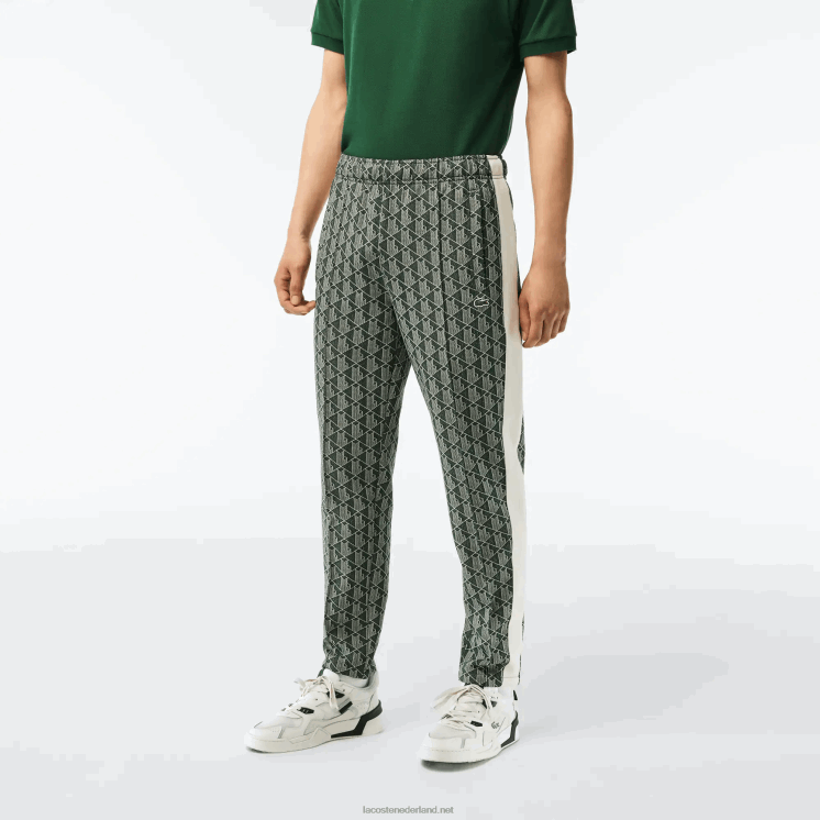 Lacoste trainingsbroek met monogramprint 0828H279 groenbeige 7m4 Heren