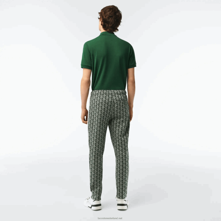 Lacoste trainingsbroek met monogramprint 0828H279 groenbeige 7m4 Heren