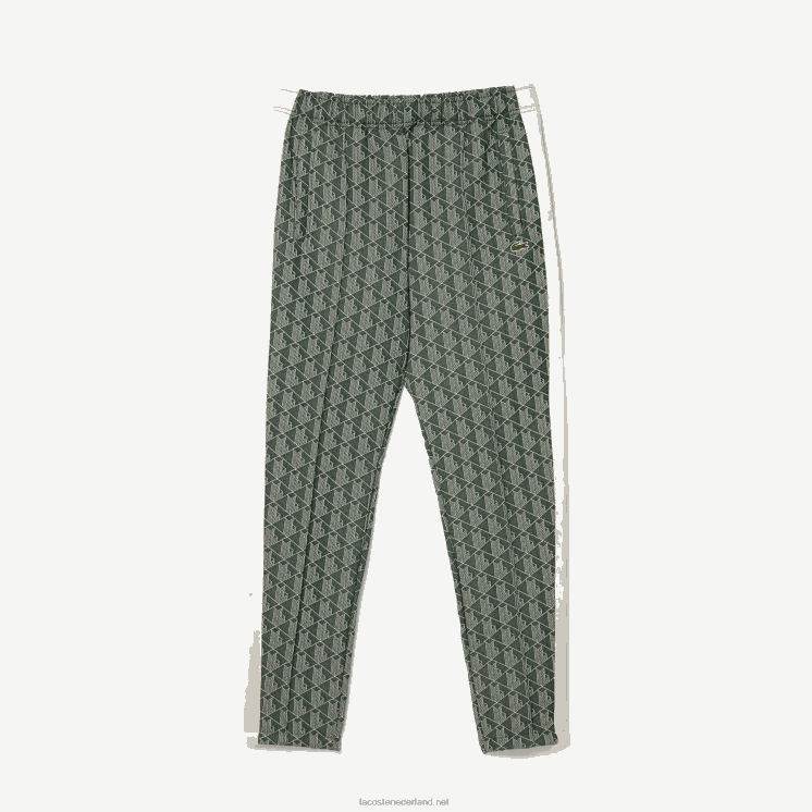 Lacoste trainingsbroek met monogramprint 0828H279 groenbeige 7m4 Heren