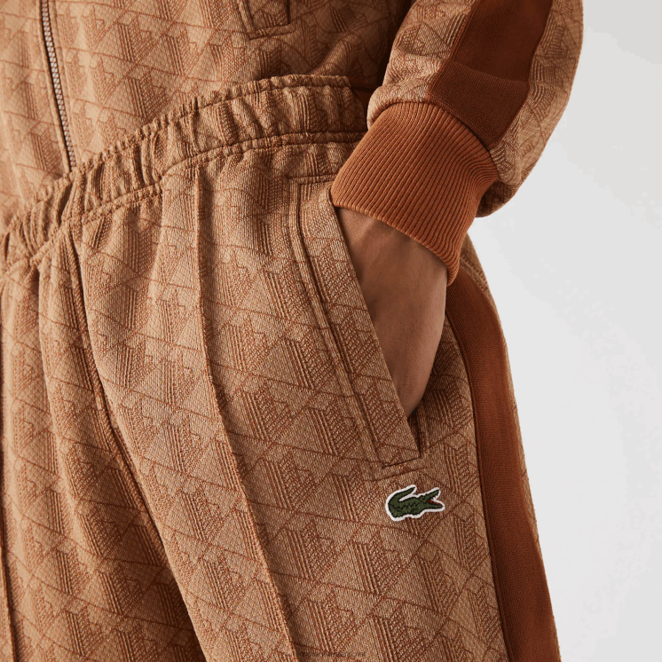 Lacoste trainingsbroek met monogramprint 0828H280 beige bruin zm Heren