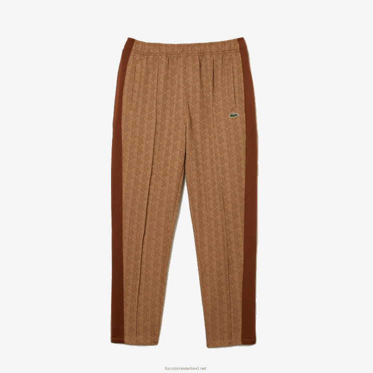 Lacoste trainingsbroek met monogramprint 0828H280 beige bruin zm Heren