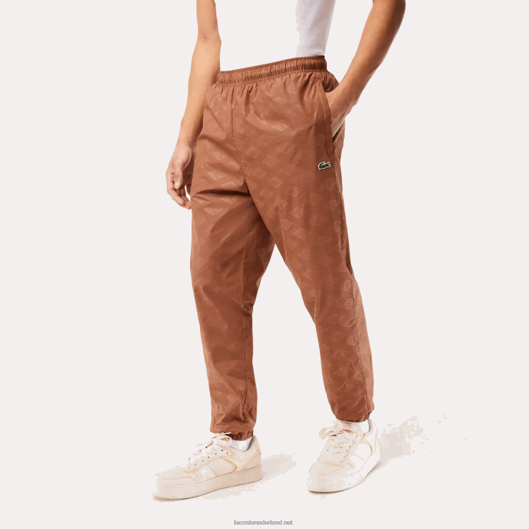 Lacoste trainingsbroek met monogramprint 0828H317 lichtbruin lfa Heren