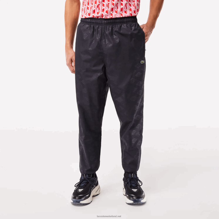 Lacoste trainingsbroek met monogramprint 0828H318 zwart 031 Heren