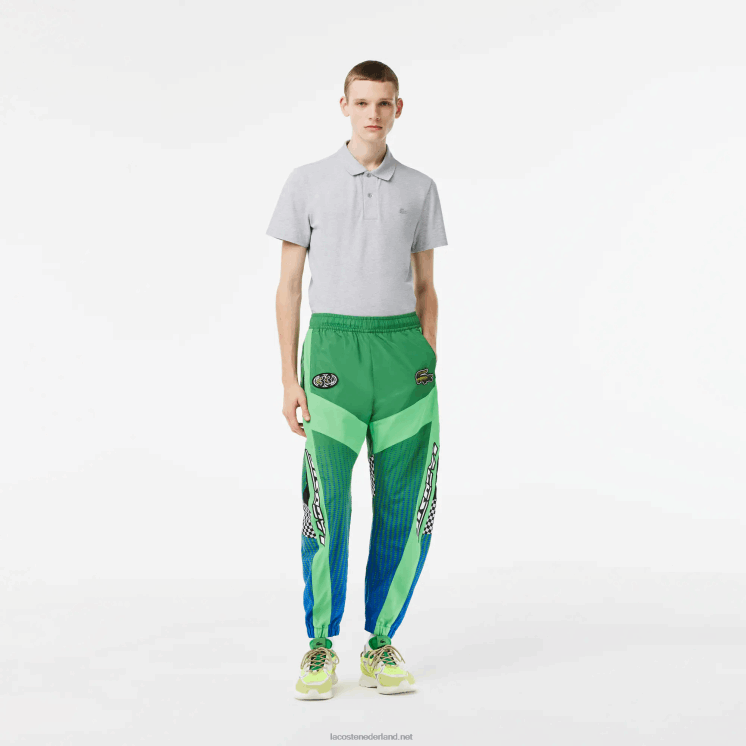 Lacoste trainingsbroek met ombre checkerboard print 0828H338 groen blauw chy Heren