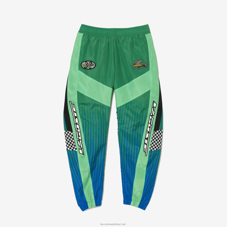 Lacoste trainingsbroek met ombre checkerboard print 0828H338 groen blauw chy Heren