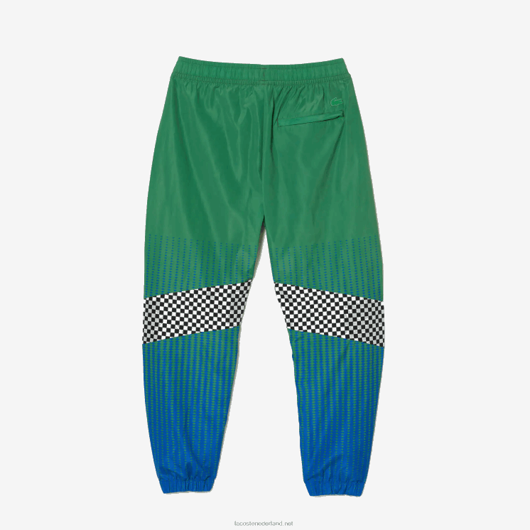 Lacoste trainingsbroek met ombre checkerboard print 0828H338 groen blauw chy Heren