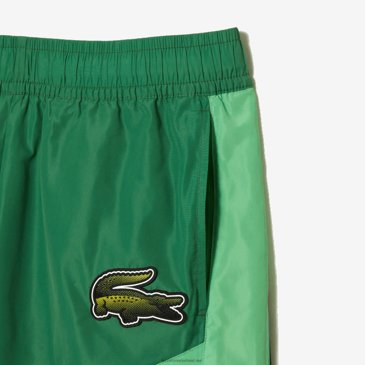 Lacoste trainingsbroek met ombre checkerboard print 0828H338 groen blauw chy Heren