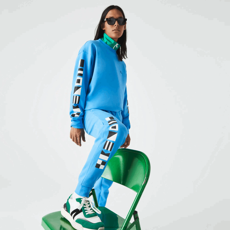 Lacoste trainingsbroek met reflecterende print 0828H1045 blauw 4xa Heren