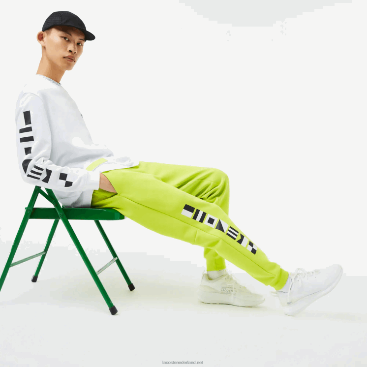 Lacoste trainingsbroek met reflecterende print 0828H1046 geel 90v Heren