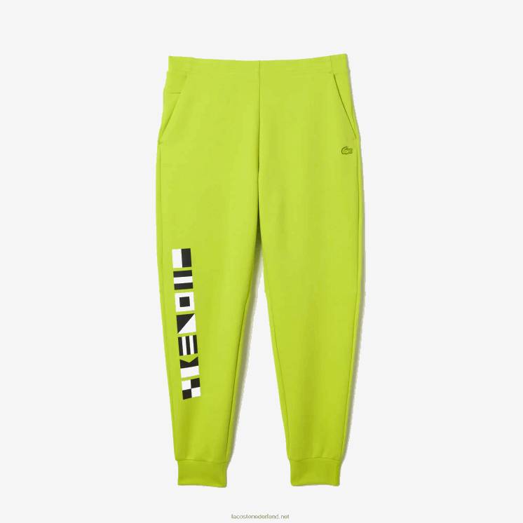 Lacoste trainingsbroek met reflecterende print 0828H1046 geel 90v Heren