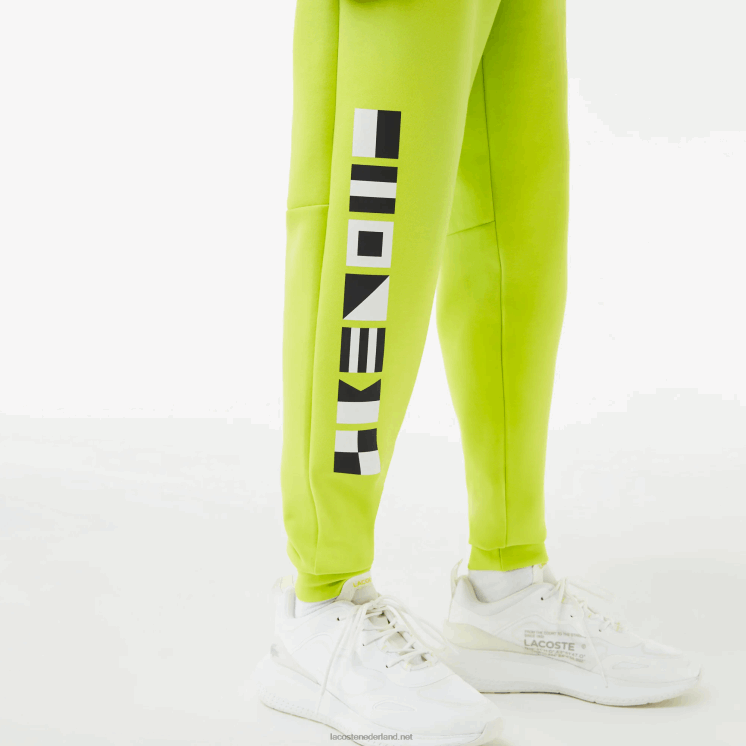 Lacoste trainingsbroek met reflecterende print 0828H1046 geel 90v Heren