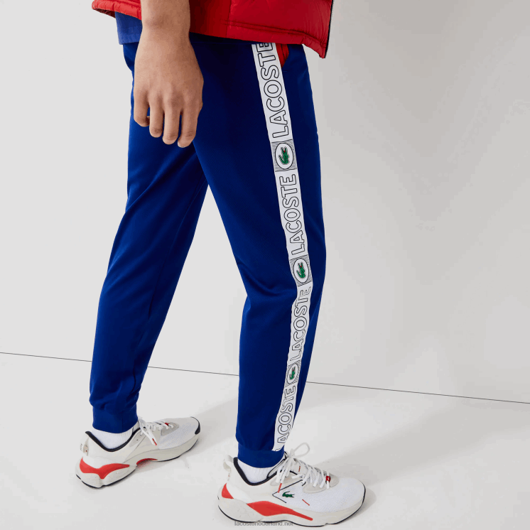 Lacoste trainingsbroek met sportmerkbands 0828H1119 blauw rood wit an3 Heren