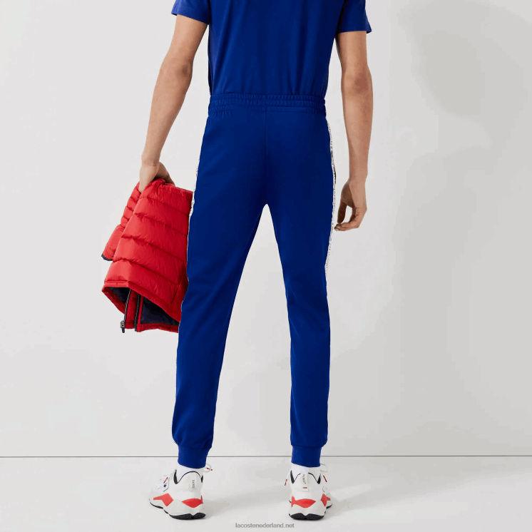 Lacoste trainingsbroek met sportmerkbands 0828H1119 blauw rood wit an3 Heren
